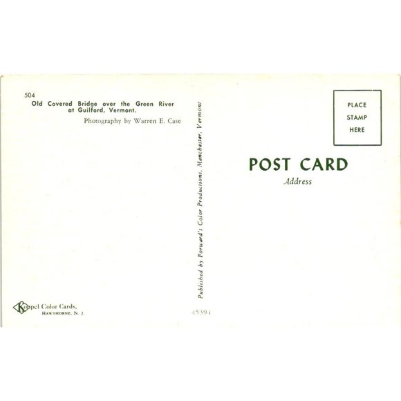 Old Covered Bridge Green River Postcard Travel Souvenir Guilford Vermont - Picture 2 of 2